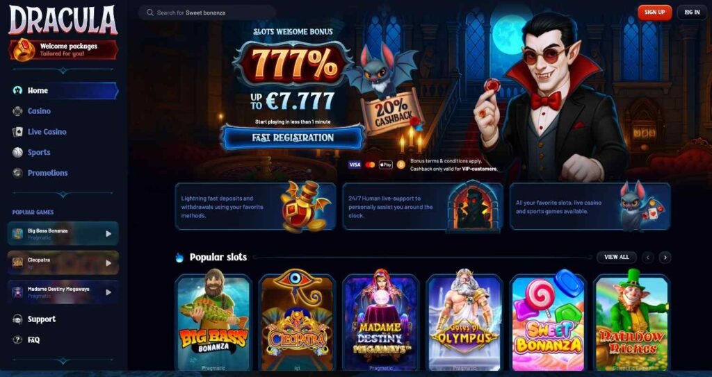 Dracula Casino homepage