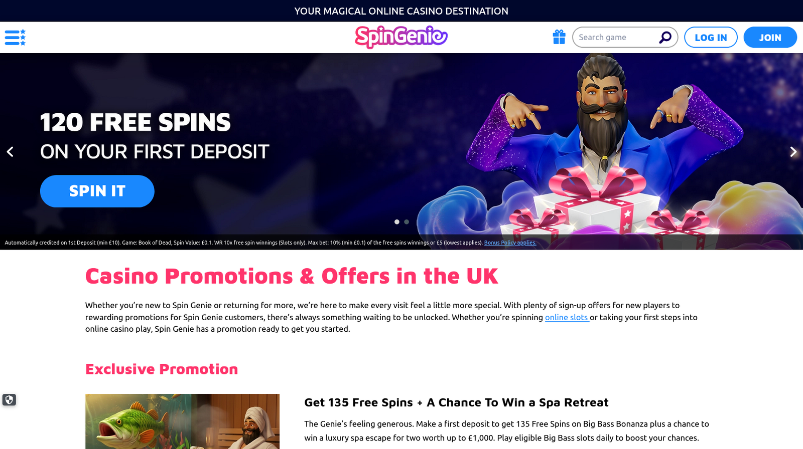 spin genie casino screenshot promo