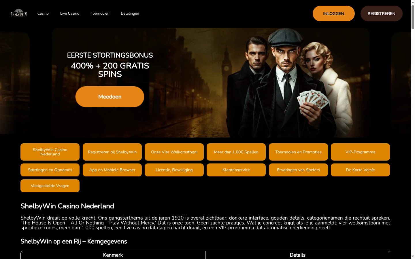 Shelbywin terms, promotions or casino lobby screenshot