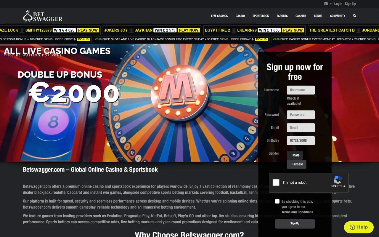 BetSwagger homepage screenshot