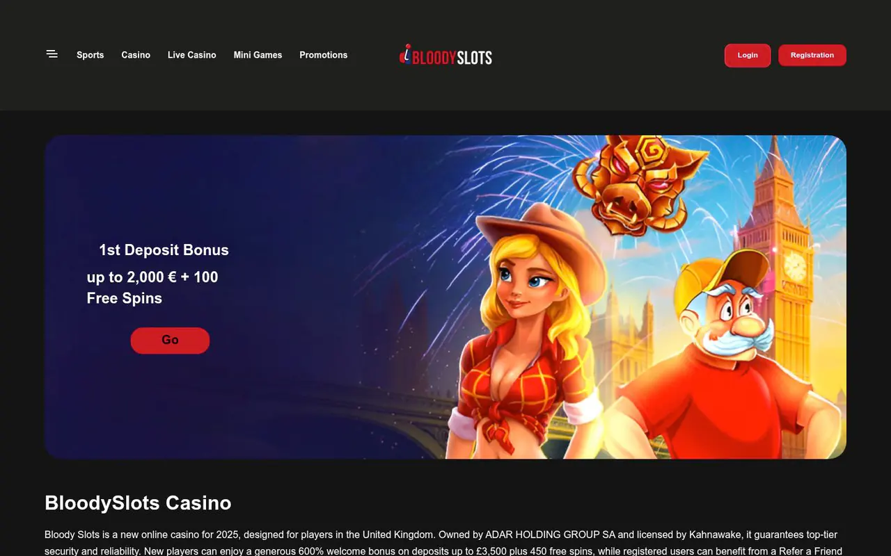 BloodySlots homepage screenshot