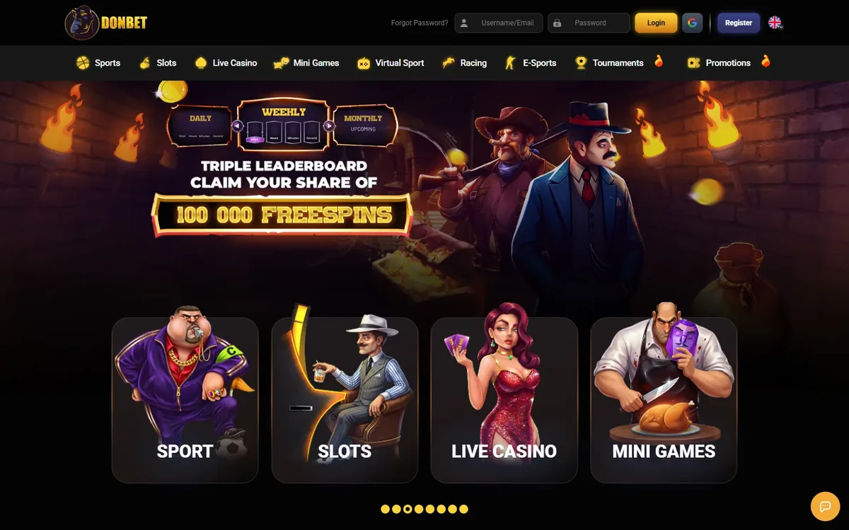 DonBet homepage at donbet.com