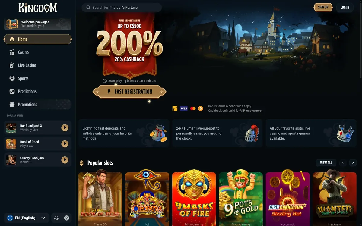Kingdom Casino homepage at kingdomcasino.io