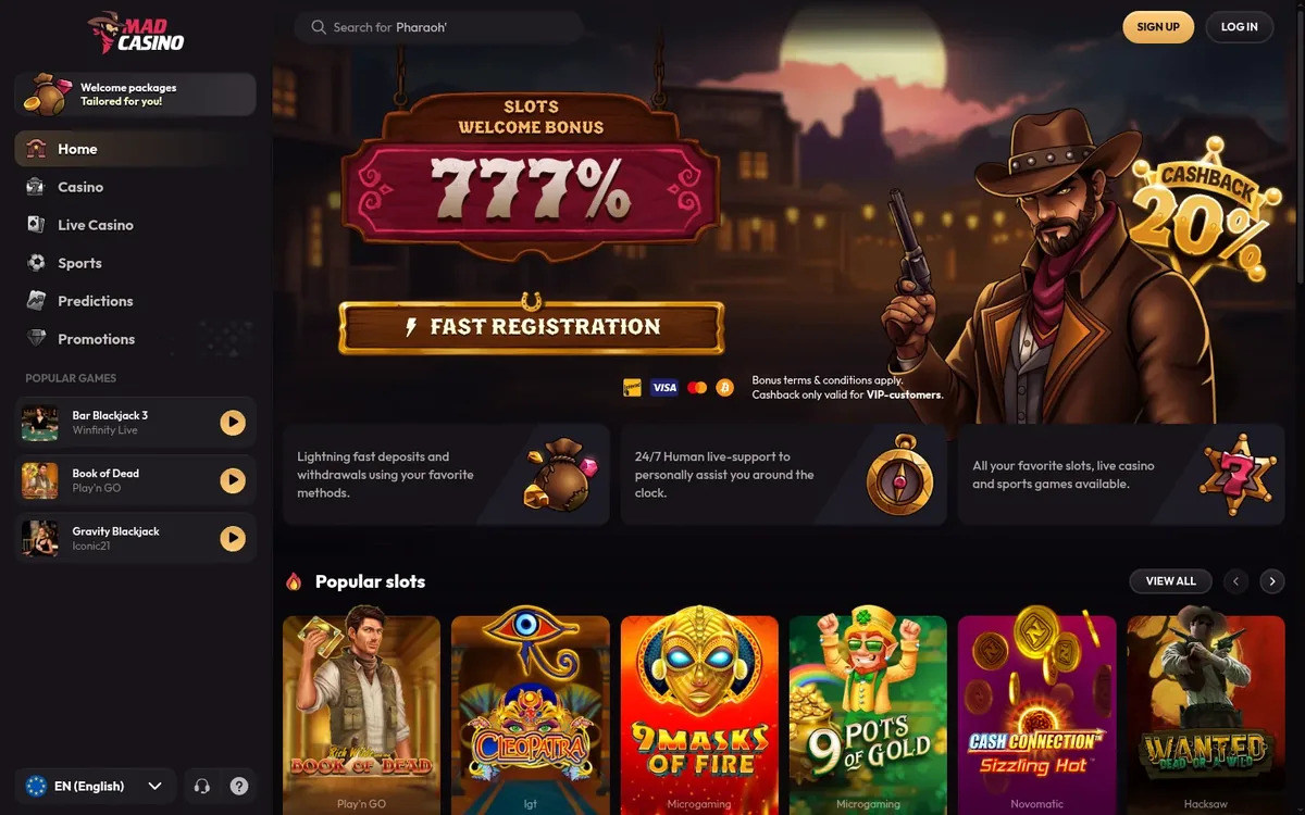 Mad Casino homepage at madcasino.io