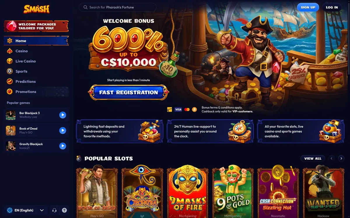 Smash Casino homepage at smash.casino
