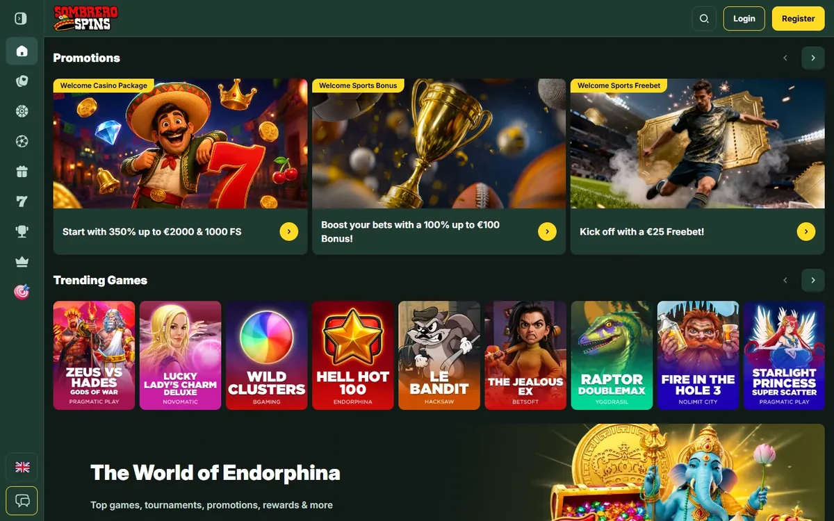Sombrero Spins homepage at sombrerospins.io