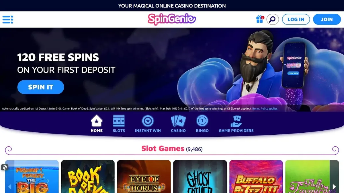 Spin Genie homepage at spingenie.com