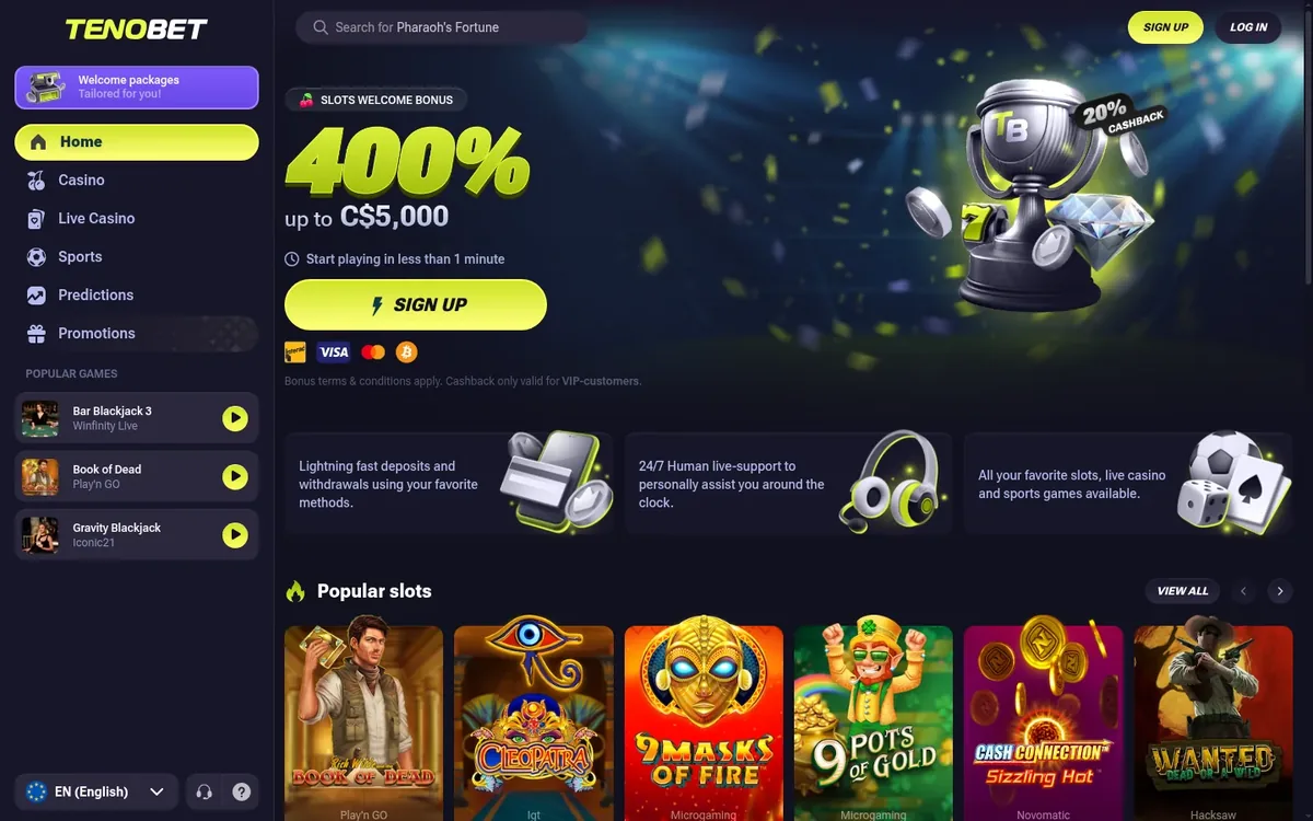 Tenobet homepage at tenobet.io